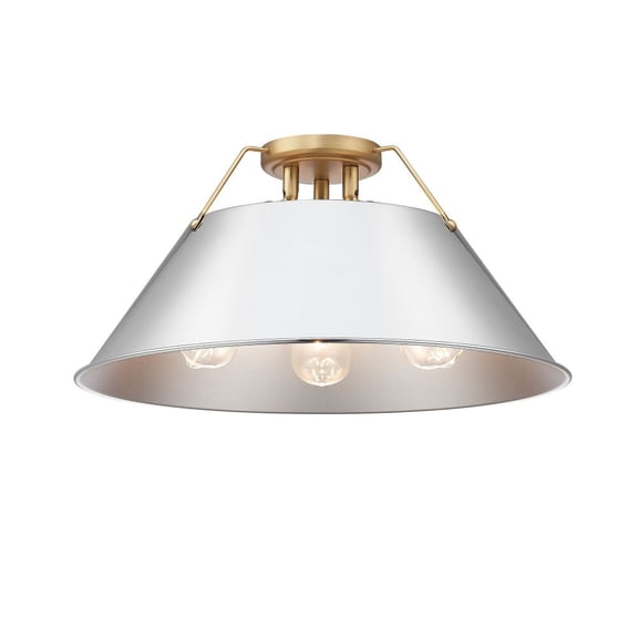 Golden Lighting 3306-3FM BCB-CH Orwell 3-Light Flush Mount in Brushed Champagne Bronze with Chrome