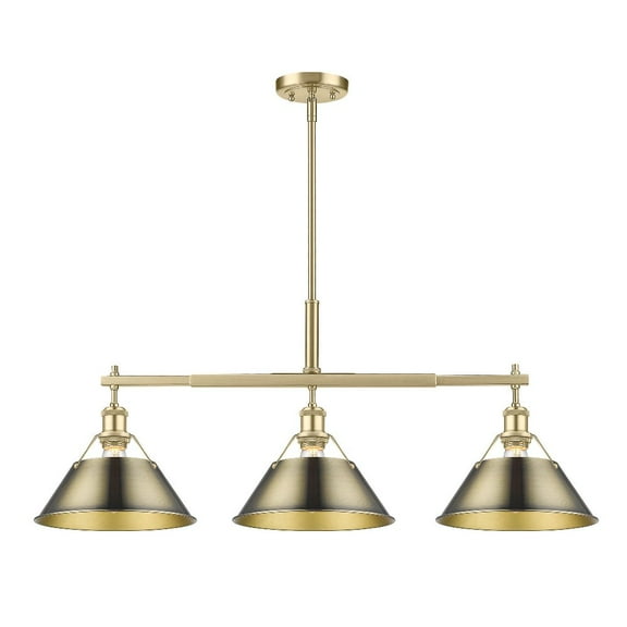 3306-LP BCB-AB-Golden Lighting-Orwell - 3 Light Linear Pendant-14.5 Inches Tall and 35.75 Inches Wide-Brushed Champagne Bronze Finish-Aged Brass Shade