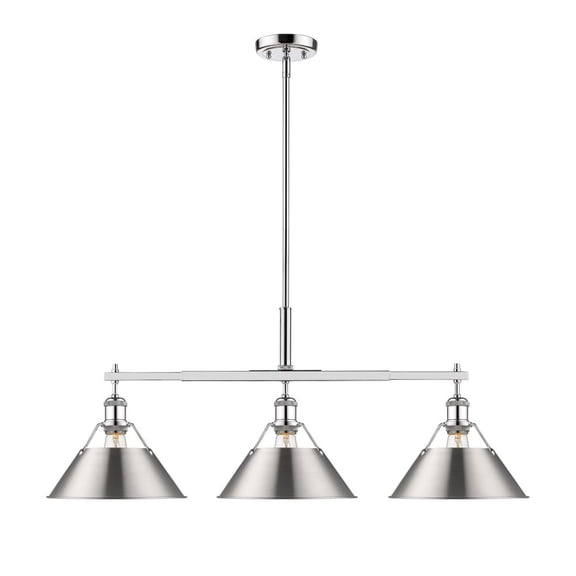 Yep by Golden Lighting Orwell 3-light Island Light in Chrome and Pewter shade