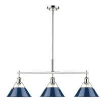 Yep by Golden Lighting Orwell 3-light Island Light in Chrome and Navy Blue shade