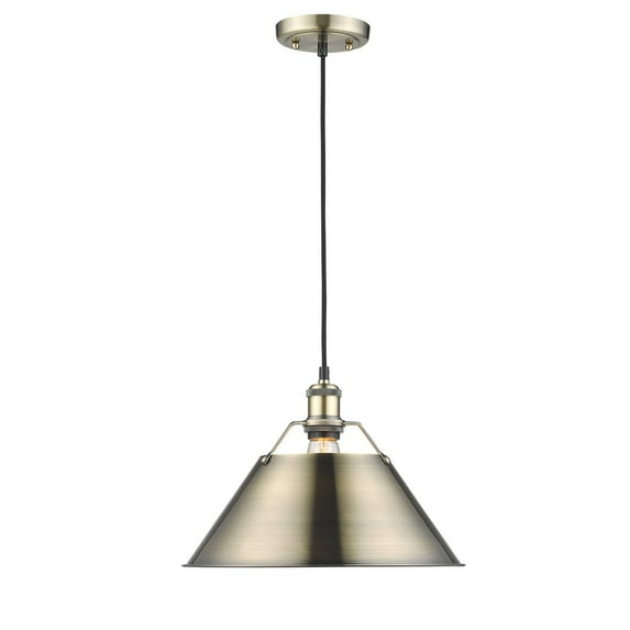 Yep by Golden Lighting Orwell 1-light 10in Pendant in Aged Brass