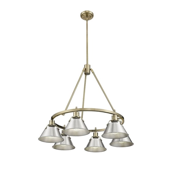 3306-6 AB-PW Golden Lighting Orwell - 6 Light Chandelier-20.38 Inches Tall and 29 Inches Wide-Aged Brass Finish-Pewter Shade Color