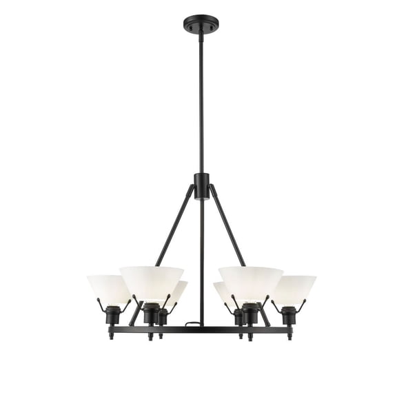 3306-6 BLK-OP Golden Lighting Orwell - 6 Light Chandelier-20.38 Inches Tall and 29 Inches Wide-Matte Black Finish-Opal Shade Color