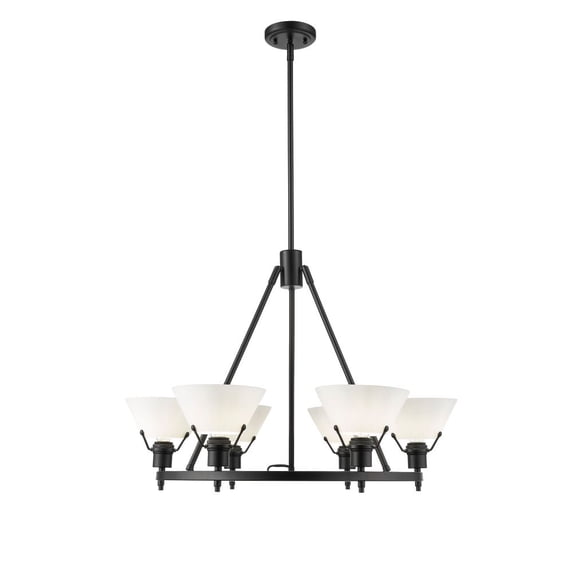 3306-6 BLK-OP Golden Lighting Orwell - 6 Light Chandelier-20.38 Inches Tall and 29 Inches Wide-Matte Black Finish-Opal Shade Color