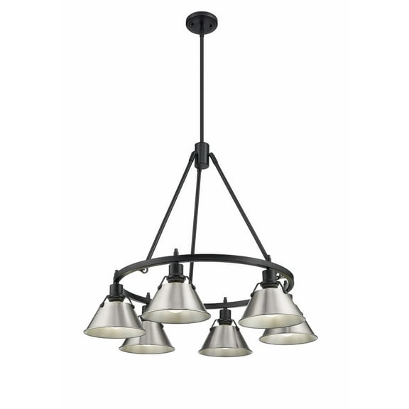 3306-6 BLK-PW-Golden Lighting-Orwell - 6 Light Chandelier-20.38 Inches Tall and 29 Inches Wide-Matte Black Finish-Pewter Shade Color