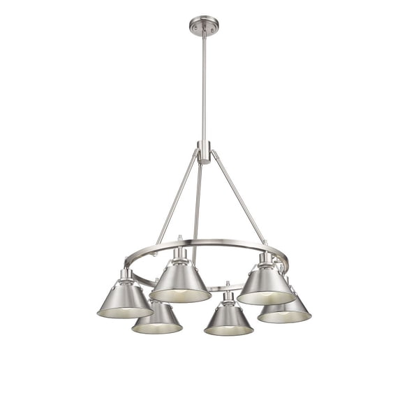 3306-6 PW-PW-Golden Lighting-Orwell - 6 Light Chandelier-20.38 Inches Tall and 29 Inches Wide-Pewter Finish-Pewter Shade Color