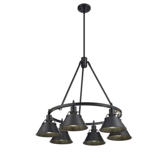 3306-6 BLK-BLK-Golden Lighting-Orwell - 6 Light Chandelier-20.38 Inches Tall and 29 Inches Wide-Matte Black Finish-Matte Black Shade Color