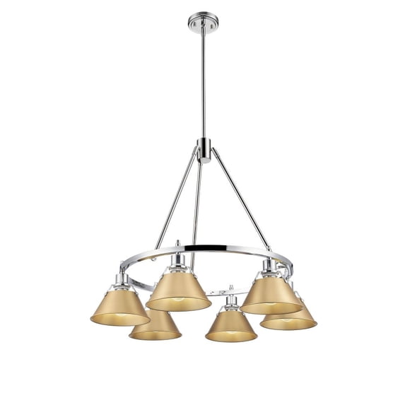 3306-6 CH-BCB Golden Lighting Orwell - 6 Light Chandelier-20.38 Inches Tall and 29 Inches Wide-Chrome Finish-Brushed Champagne Bronze Shade Color