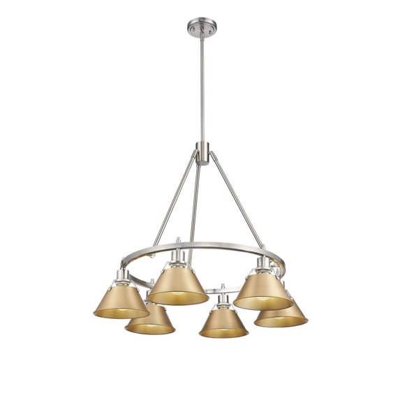 3306-6 PW-BCB Golden Lighting Orwell - 6 Light Chandelier-20.38 Inches Tall and 29 Inches Wide-Pewter Finish-Brushed Champagne Bronze Shade Color