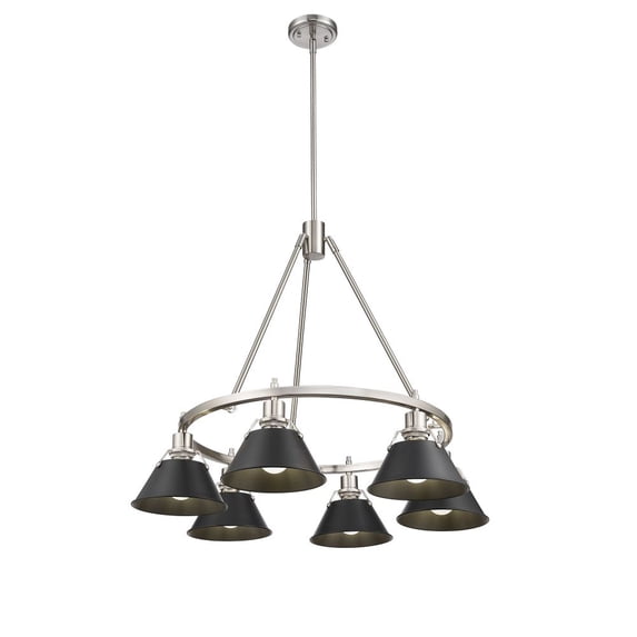 Golden Lighting 3306-6 PW-BLK Orwell 6-Light Chandelier in Pewter with Matte Black