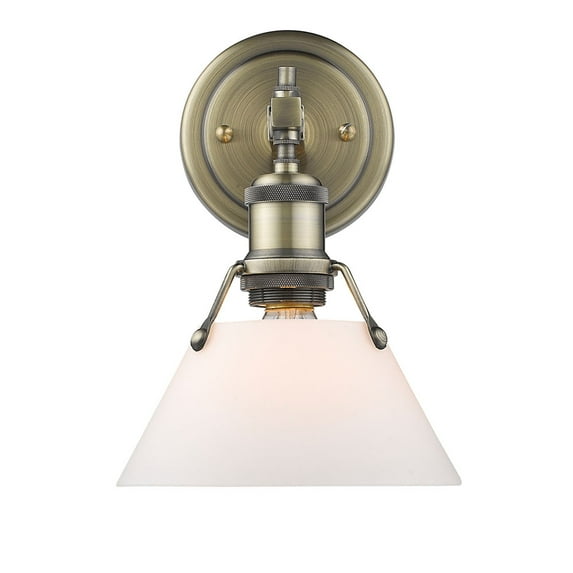 Yep by Golden Lighting Orwell 1-light Vanity in Aged Brass and Opal Glass
