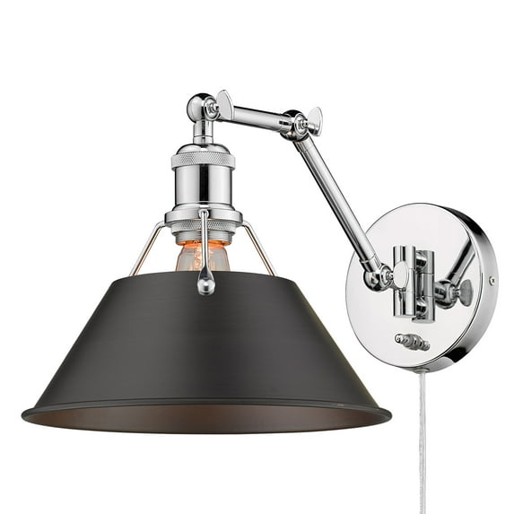Yep by Golden Lighting Orwell 1-light Swing Arm Wall Lamp in Chrome and Rubbed Bronze shade