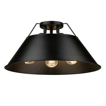 Golden Lighting Orwell BLK 3 Light Flush Mount in Matte Black with Matte Black