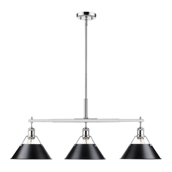 Yep by Golden Lighting Orwell 3-light Island Light in Chrome and Matte Black shade