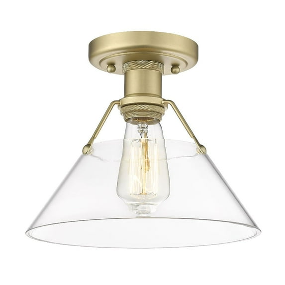 Yep by Golden Lighting Orwell 1-light Flush Mount in Brushed Champagne Brass and Clear Glass