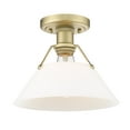 thumbnail image 1 of Yep by Golden Lighting Orwell 1-light Flush Mount in Brushed Champagne Brass and Opal Glass, 1 of 4