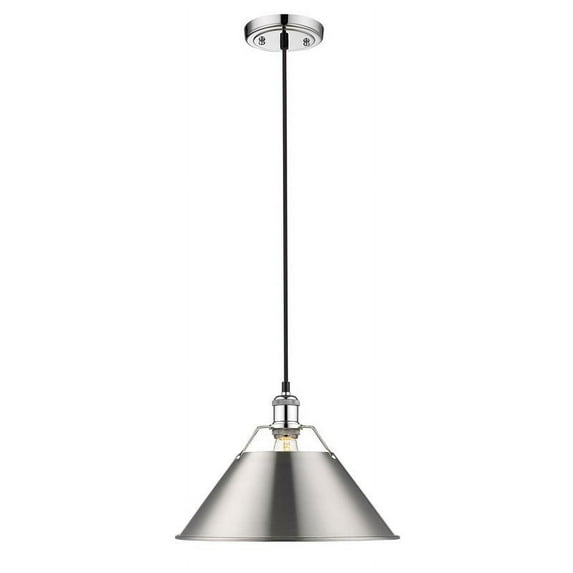 Yep by Golden Lighting Orwell 1-light 14in Pendant in Chrome and Pewter shade