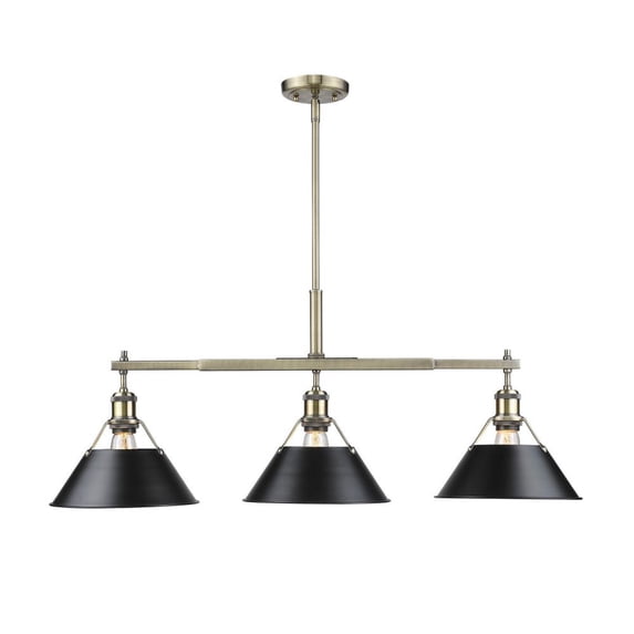 Yep by Golden Lighting Orwell 3-light Island Light in Aged Brass and Matte Black shade