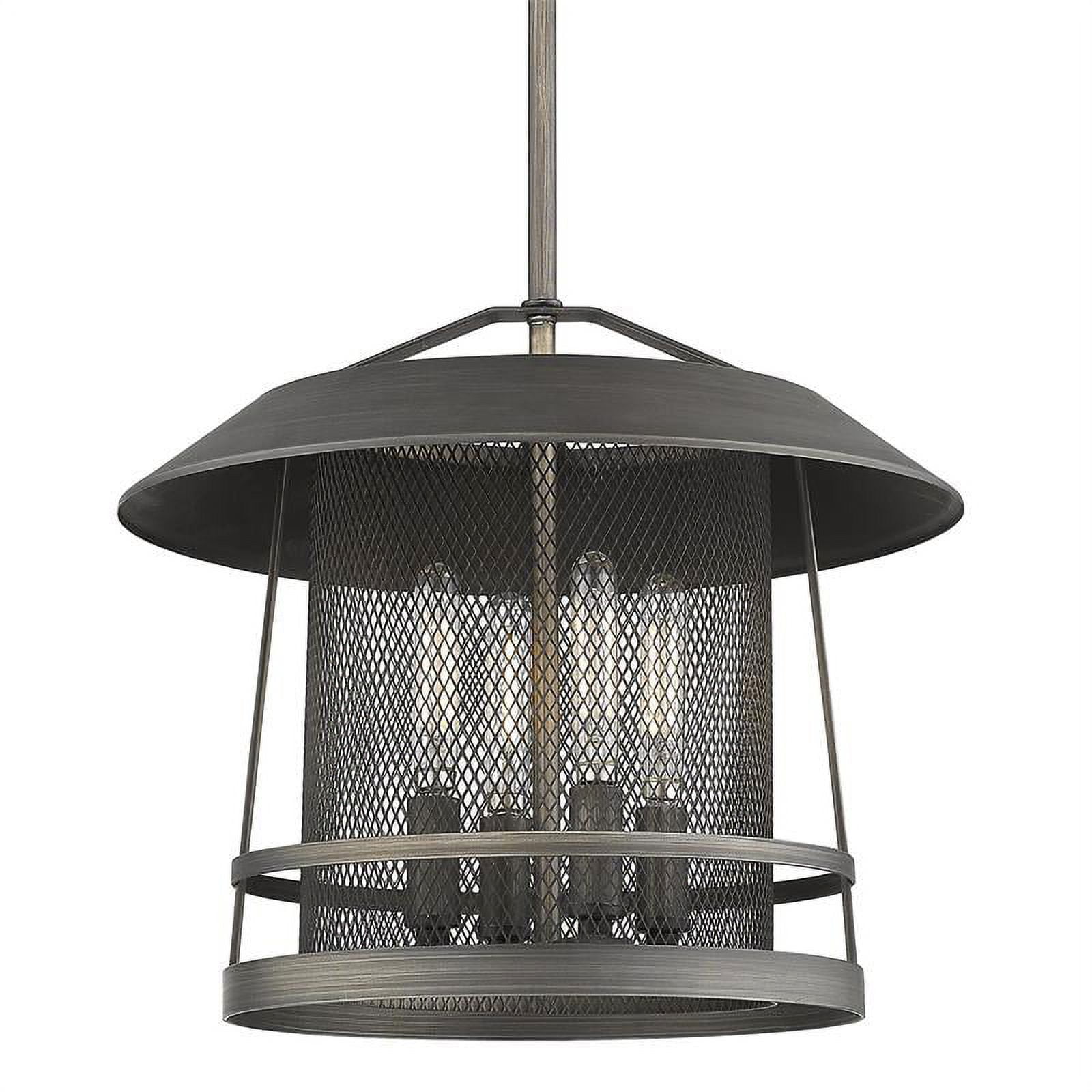 Rustic Gunmetal Bronze Mesh 4-Light Pendant Lamp