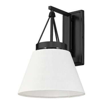 Golden Lighting Penn Metal 1 Light Wall Sconce with Modern White Shade in Black