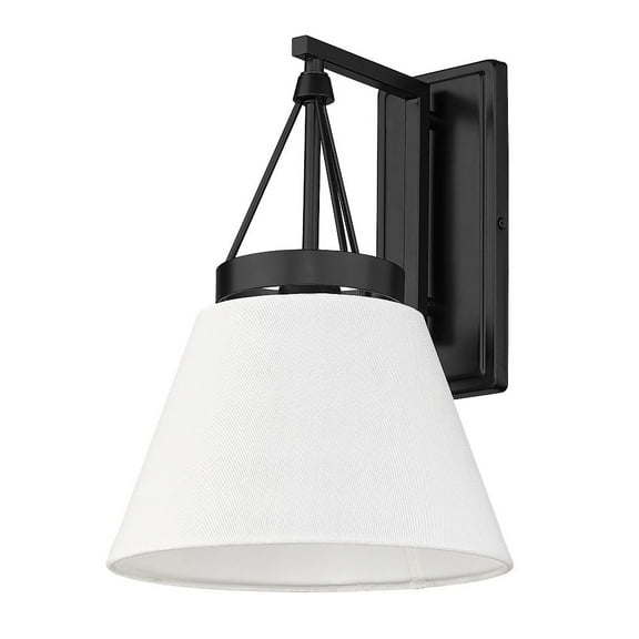 Golden Lighting Penn 1-light Wall Sconce in Matte Black and Modern White shade