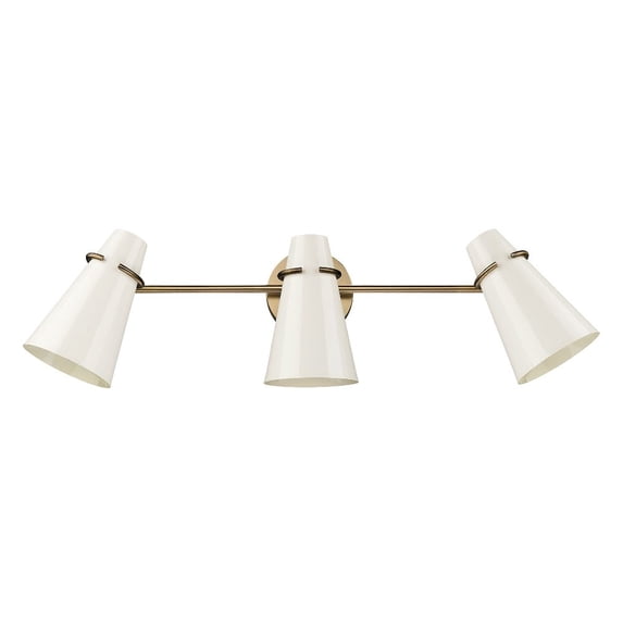 Golden Lighting Reeva 3-light Vanity in Modern Brass and Glossy Ecru shade