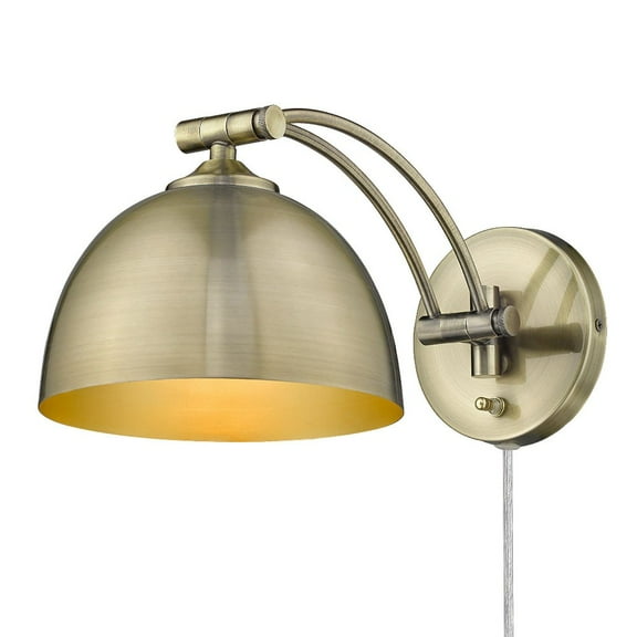 Wry Lighting Rey 1-light Swing Arm Wall Lamp in Aged Brass