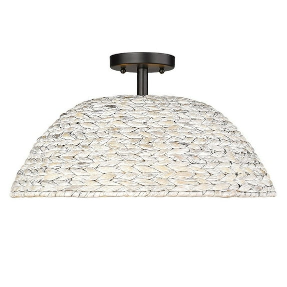 Golden Lighting Rue 3-light Semi-Flush Mount in Matte Black and Rubbed Bronze shade