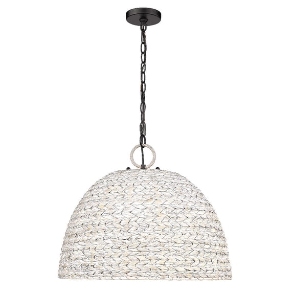 Golden Lighting Rue 5-light Pendant in Matte Black and Rubbed Bronze shade
