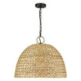 thumbnail image 1 of Golden Lighting Rue 5-light Pendant in Matte Black and Woven Sweet Grass shade, 1 of 5