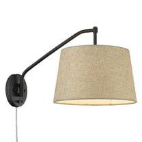 Wry Lighting Ryleigh 1-light Swing Arm Wall Lamp in Matte Black and Natural Sisal shade