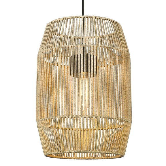 Golden Lighting Seabrooke 1-light Outdoor Pendant in Natural Black and Summer Sands shade