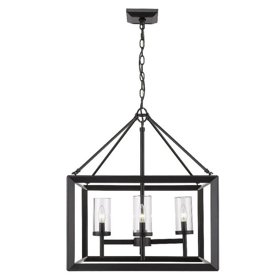 Golden Lighting Smyth 4-Light Contemporary Metal Chandelier in Matte Black/Clear