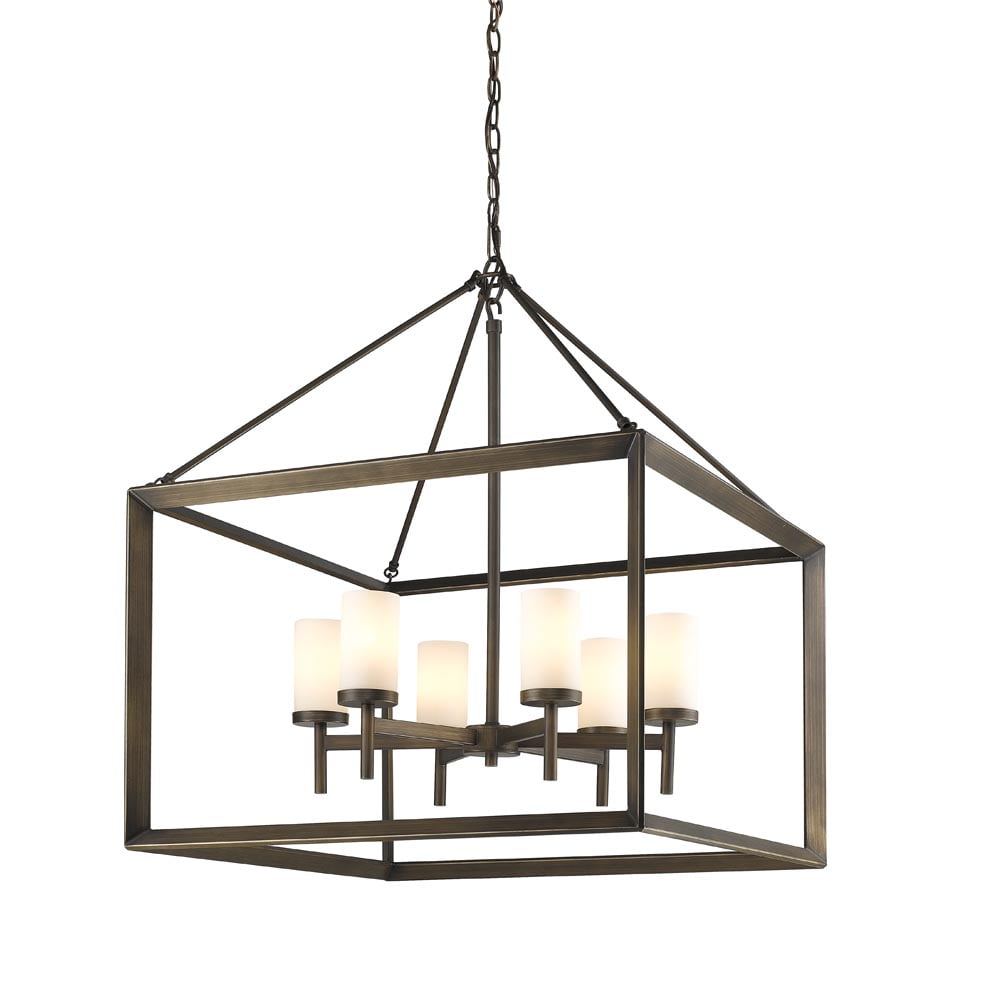 Golden Lighting Smyth 6 Light Chandelier (Gunmetal Bronze & Opal Glass