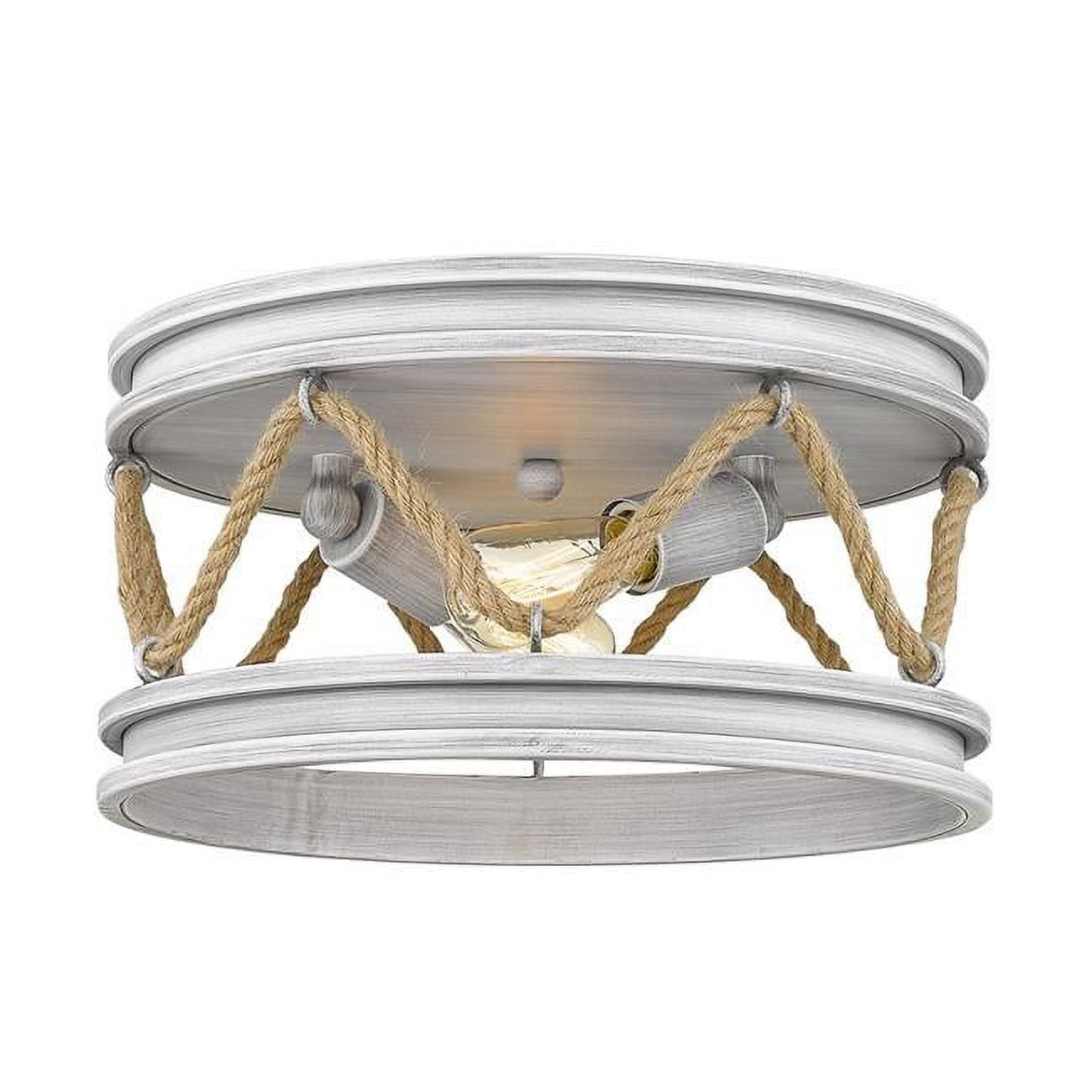 Gray Driftwood 2-Light Nautical Flush Mount with Rope Accents