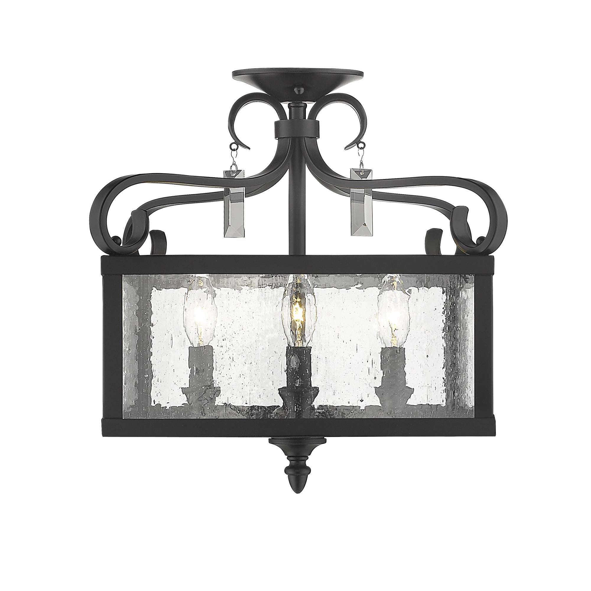 Valencia Black and Seeded Glass 4-Light Convertible Semi-Flush
