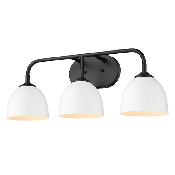 Yep by Golden Lighting Zoey 3-light Vanity in Matte Black and Matte White shade