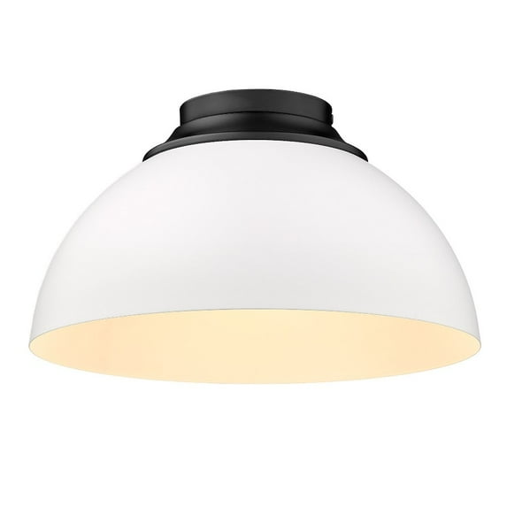 Yep by Golden Lighting Zoey 3-light Flush Mount in Matte Black and Matte White shade
