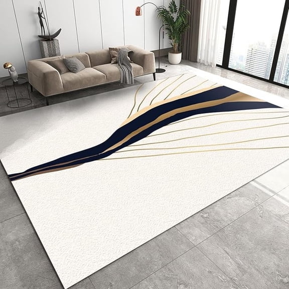 Golden Line Cracks Area Rug, Abstract Gold Line Art Home Decor Rug, Easy Clean Carpet For Living Room Bedroom Kitchen Dining Room Home Office Floor Rug 3x4ft