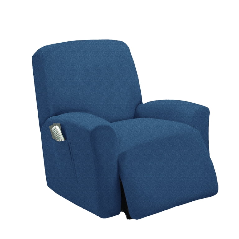 Golden linens one piece stretch recliner chair furniture slipcovers with remote pocket fit most recliner chairs clearance