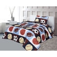 thumbnail image 1 of Golden Linens Twin 2 Pieces Printed Navy, Sky Blue, Brown, Orange, Yellow Kids Sports Basketball Football Baseball American football Kids Bedspread/ Coverlet Sets/ Quilt Set # 02 Quilt, 1 of 2