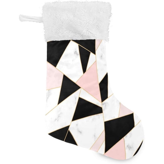 Golden Lines Marble Christmas Stockings Christmas Presonalized Large Stocking Sock, Set of 1 Xmas Party Winter Decor Candy Bag Family Holiday Gift, 17.7 Inch