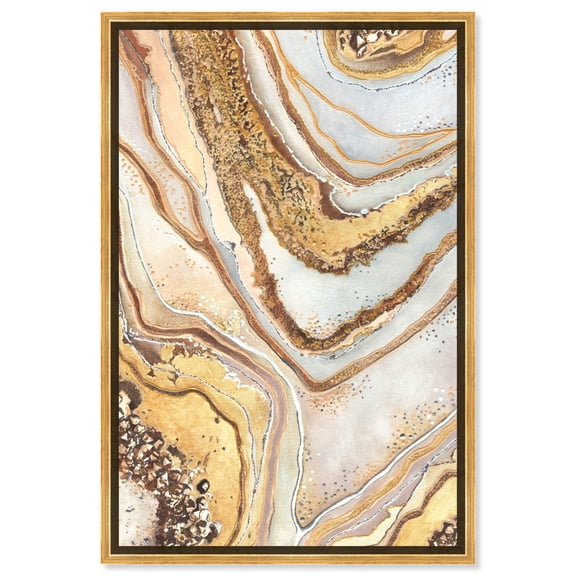 Golden Lines Mineral, Agate & Geode Wall Art Canvas Wall Art by Art Remedy, Gold Floater Frame, 37.5" x 55.5"