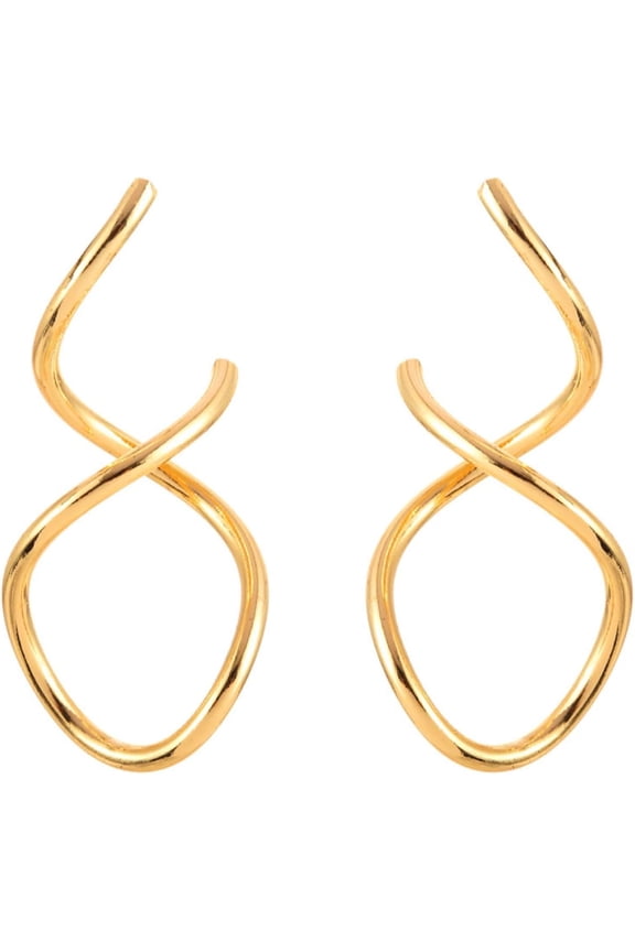 Golden Lines Surround the Earrings with an Irregular Spiral Winding Design and a Line Shaped Women's Ear Jewelry[d445]