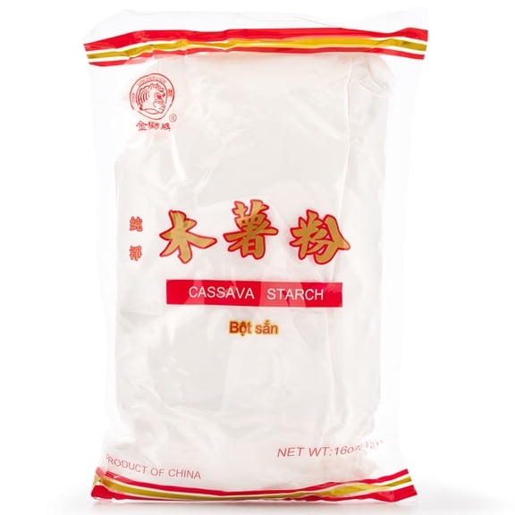 Golden Lion Cassava Starch 16 oz (1 lb), Fine Tapioca Starch Flour for Thickening, Chewy Desserts, Boba and Frying, Bot San