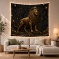 thumbnail image 1 of Golden Lion on Celestial Constellation Background, Mystical Celestial for Astrology Enthusiasts, Zodiac Wall Art, Birthday Gift Tapestry Wall Hanging for Bedroom and Living Room, 1 of 7