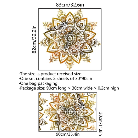 Golden Lotus Mandala Removable Wall Sticker for Living Room Bedroom Home Decor