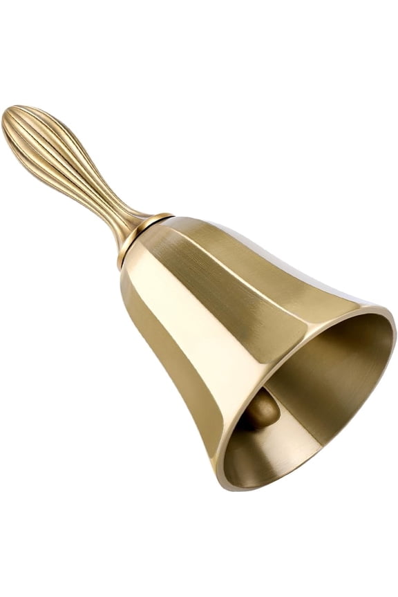 Golden Loud Dinner Bell Solid Alloy Hand Call Bell with Metal Handle 3.9x1.9 inch Small Ring Handbell for Elderly at Home Wedding