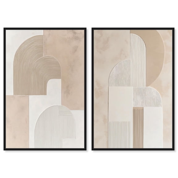 Golden Luxe Glam Set 2 Panel Set Canvas Print Living Room Wall Art by Art Remedy, Black Frame, 10 x 15