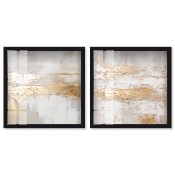 Golden Luxe Glam Set 2 Panel Set Shadowbox Print Abstract Wall Art by Art Remedy, Black Frame, 13 x 13